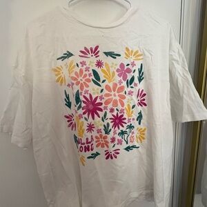 Billabong White Floral Short Sleeve Tee